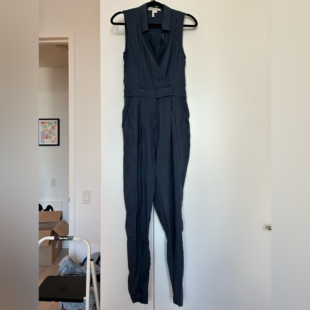 BCBGeneration blue suit full length jumpsuit